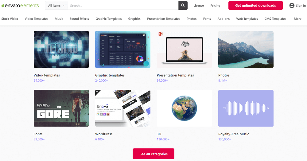 Envato Elements網頁素材網站