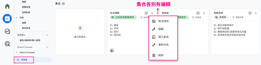 GA4 資產庫集合