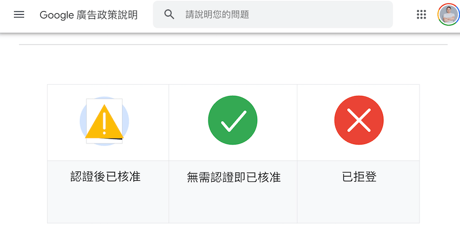 Google的金融驗證說明