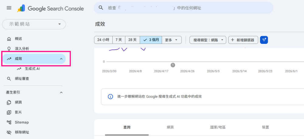 Google Search Console 成效報表