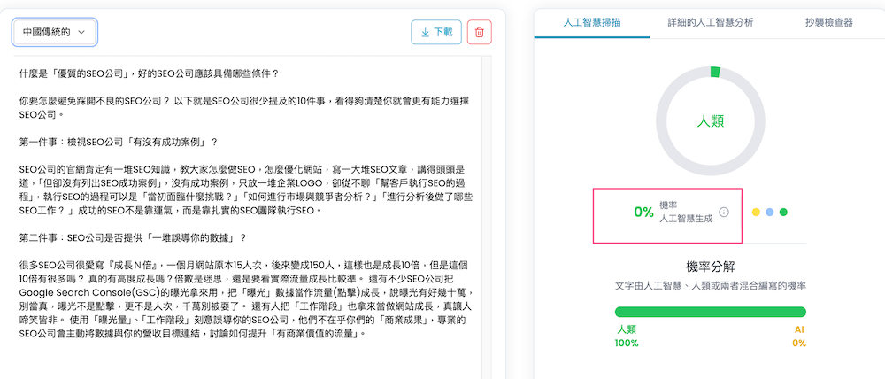 100%人類撰寫