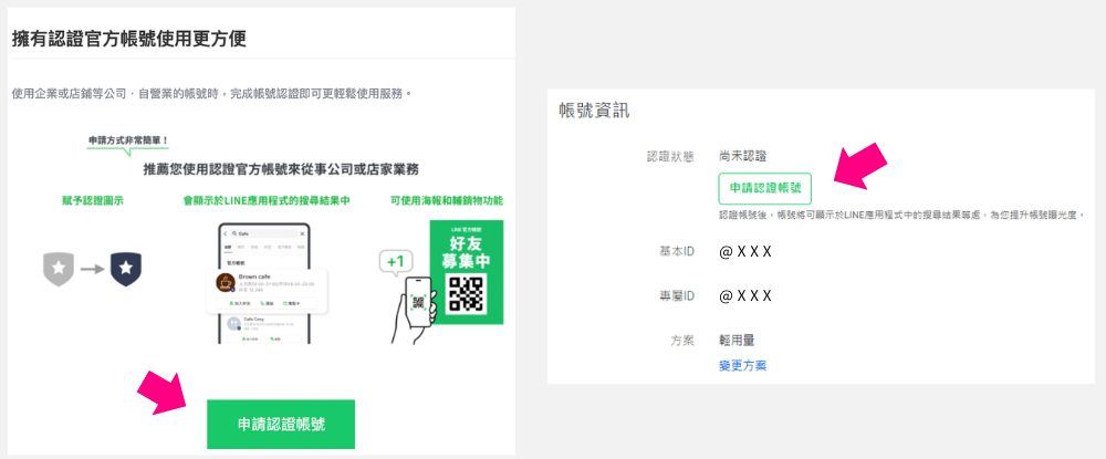 LINE 官方帐号申请：申请认证帐号