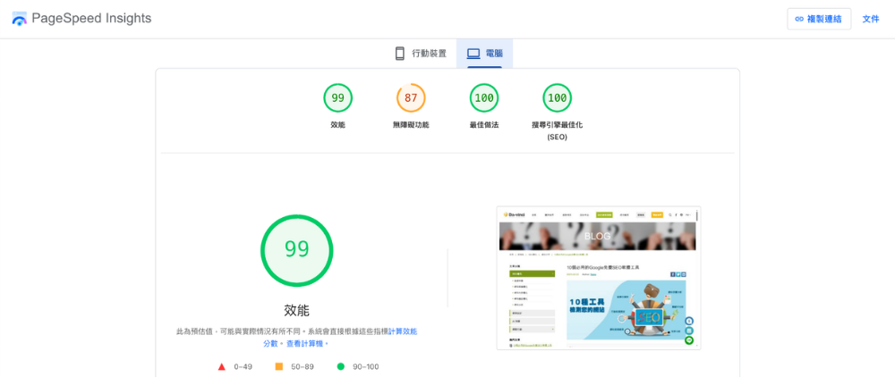 SEO軟體3、Google PageSpeed Insights(PSI)