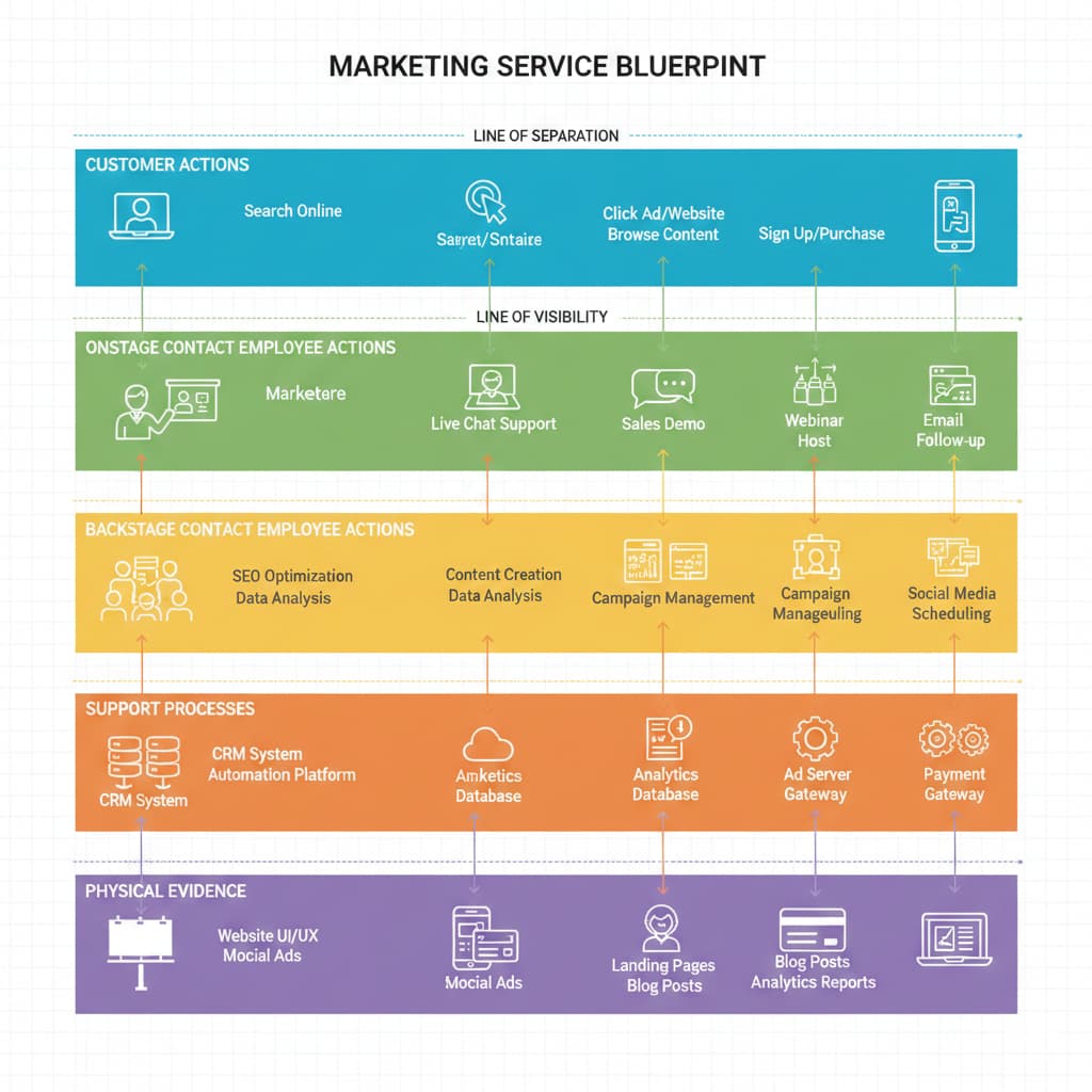 消费者行为工具：服务蓝图范例图