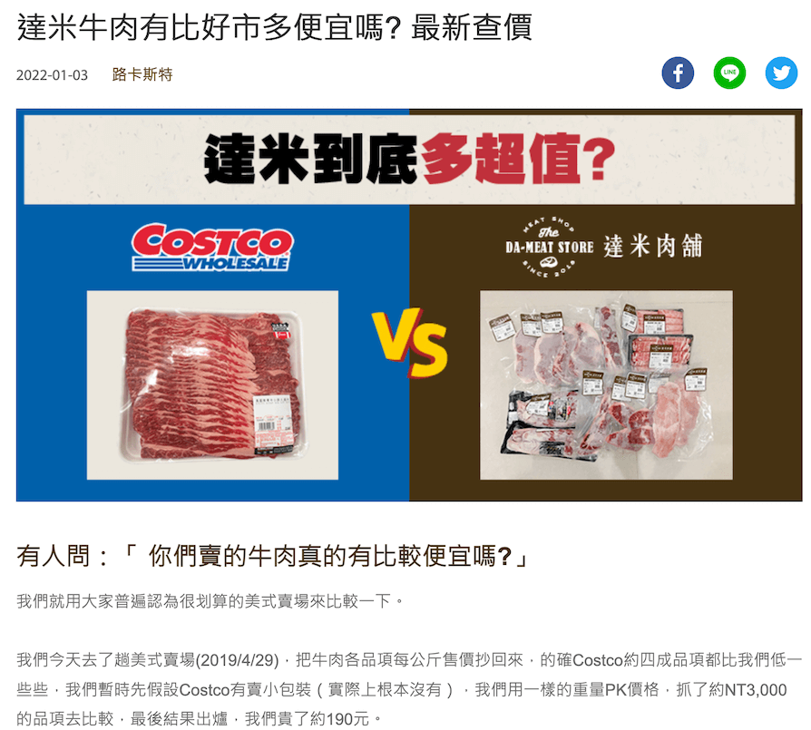 肉品價格比較文章