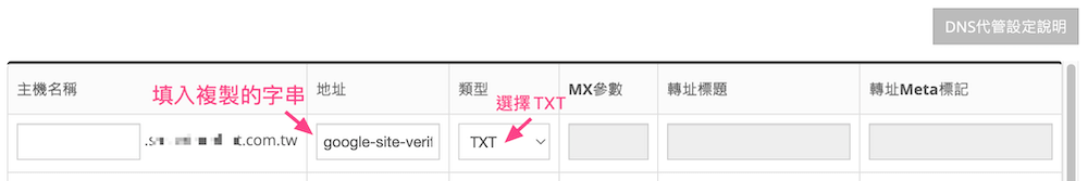 到dns管理設定txt