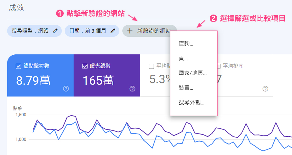 驗證篩選項目點擊路徑