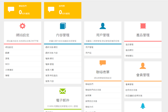 網站後台畫面